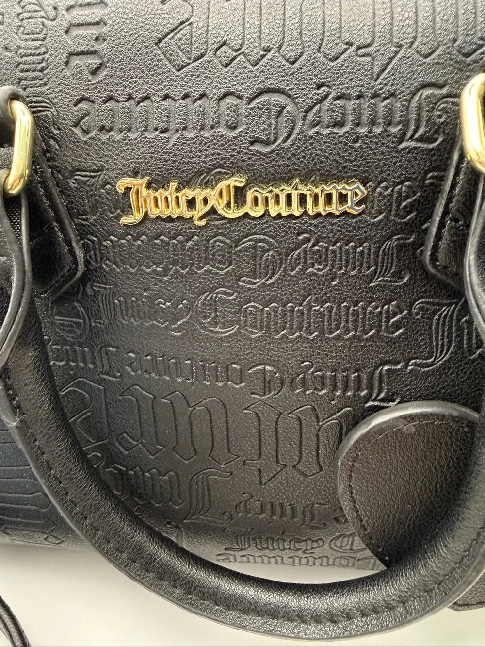 Juicy Couture Black Embossed Satchel with Gold Logo